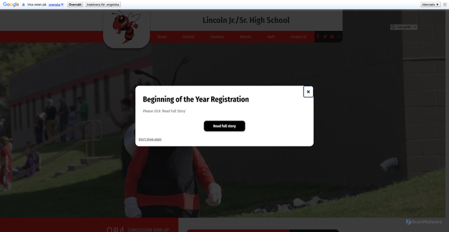Security scan screenshot of hs.lincolnhornets.org