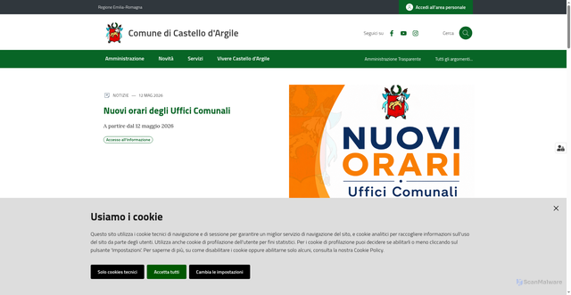 Security scan screenshot of https://www.comune.castello-d-argile.bo.it