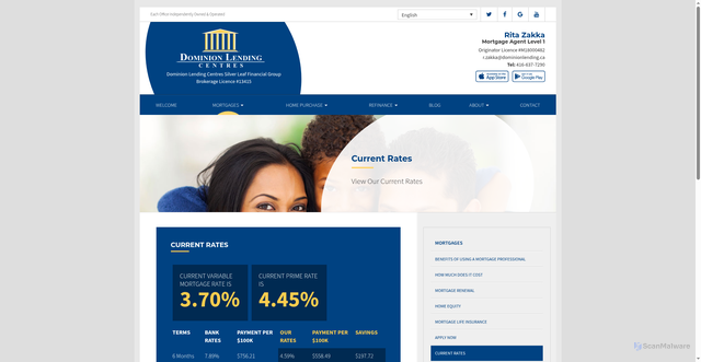 Security scan screenshot of https://ritazakka.com/mortgages/current-rates/