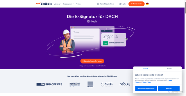 Security scan screenshot of https://skribble.com