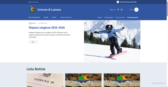 Security scan screenshot of https://comune.luzzana.bg.it/