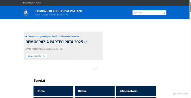 Security scan screenshot of https://www.comune.acquavivaplatani.cl.it/