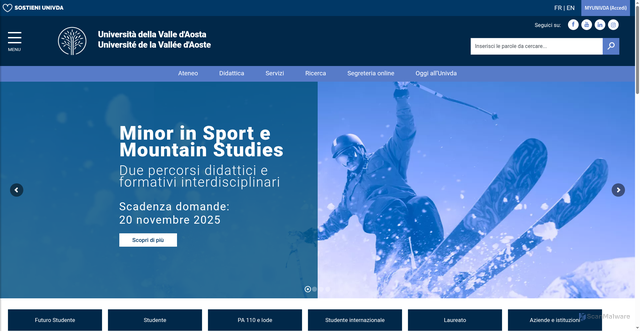 Security scan screenshot of https://www.univda.it/
