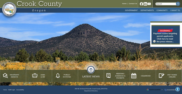 Security scan screenshot of https://co.crook.or.us/
