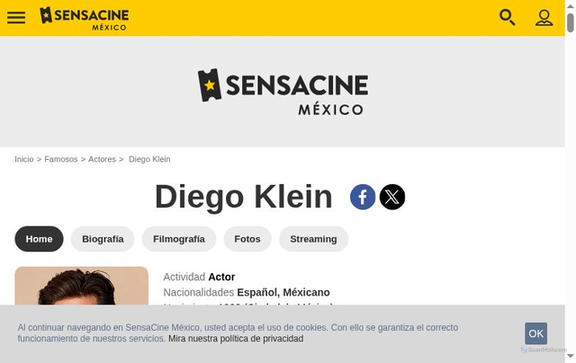 Security scan screenshot of https://www.sensacine.com.mx/actores/actor-912788/