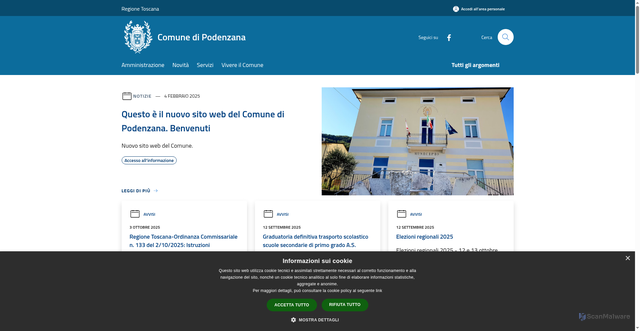 Security scan screenshot of https://www.comune.podenzana.ms.it/it
