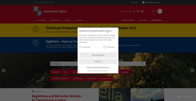 Security scan screenshot of https://www.varna.eu/de