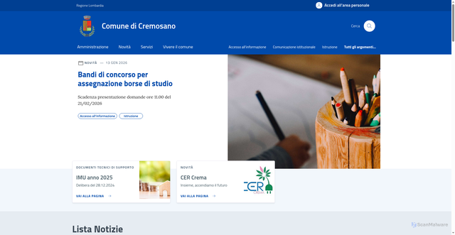 Security scan screenshot of https://comune.cremosano.cr.it/