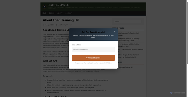 Security scan screenshot of https://loadtraining.co.uk/about/