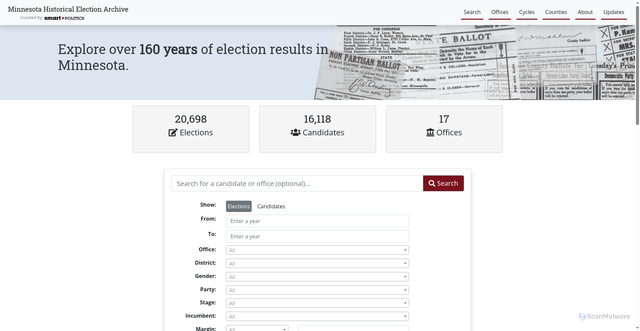 Security scan screenshot of https://libguides.d.umn.edu/MN-ElectionArchive