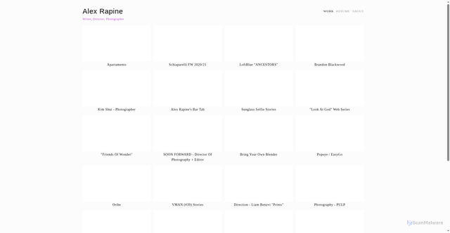 Security scan screenshot of https://www.alexrapine.work/