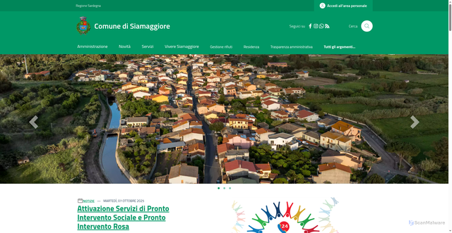 Security scan screenshot of https://www.comune.siamaggiore.or.it/