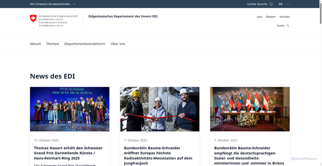 Security scan screenshot of https://www.edi.admin.ch/