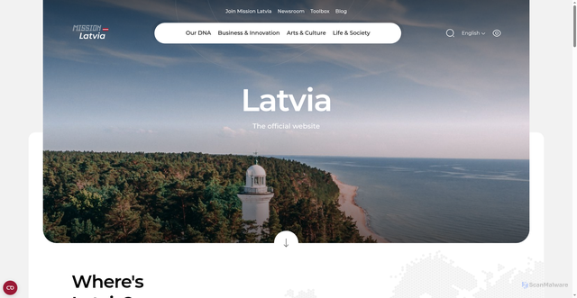Security scan screenshot of https://www.latvia.eu/