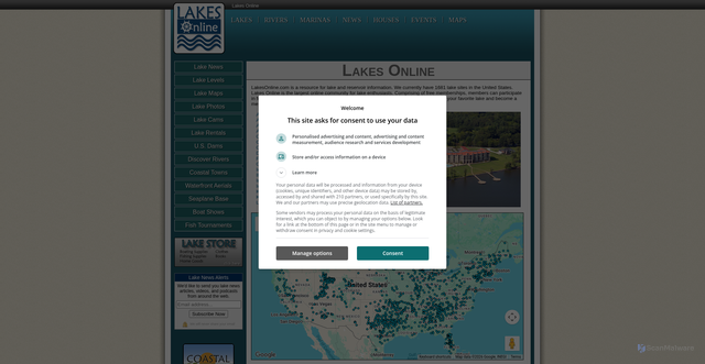 Security scan screenshot of https://lakesonline.com