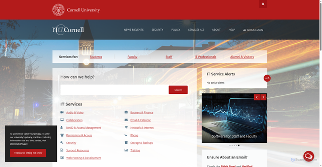 Security scan screenshot of https://cit.cornell.edu