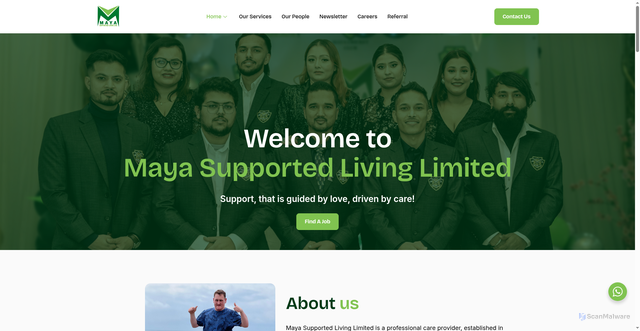 Security scan screenshot of http://www.mayasupportedliving.co.uk/