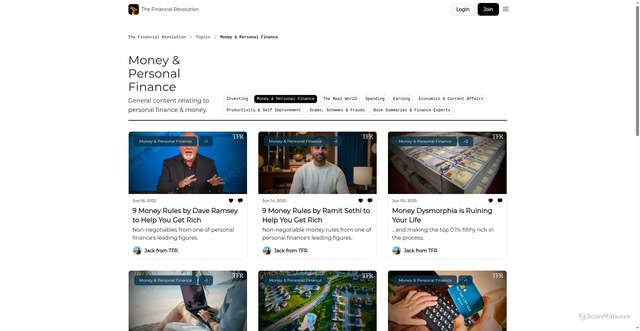 Security scan screenshot of https://thefinancialrevolution.co/t/Money-&-Personal-Finance