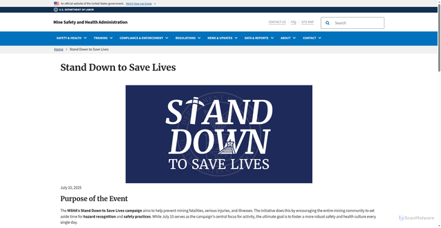 Security scan screenshot of https://mshastanddown.gov/