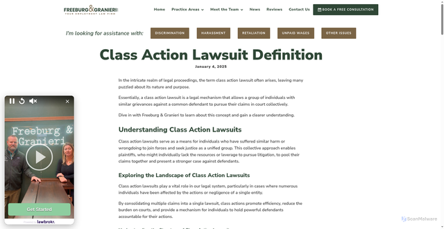 Security scan screenshot of https://fgfirm.law/news/what-is-a-class-action-lawsuit/