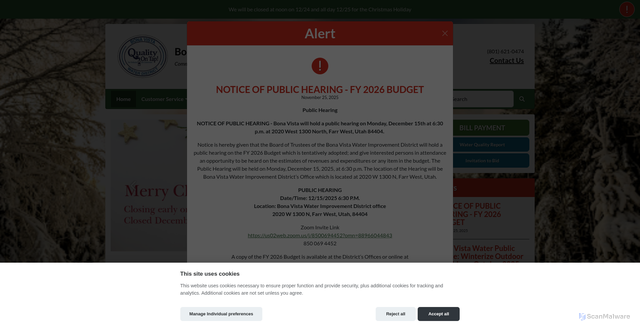 Security scan screenshot of https://bonavistawater.gov/