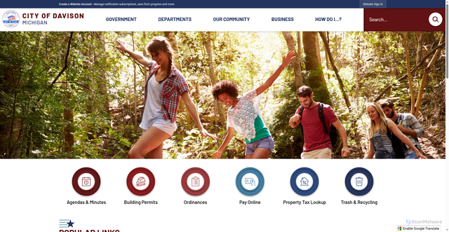 Security scan screenshot of https://cityofdavisonmi.gov/