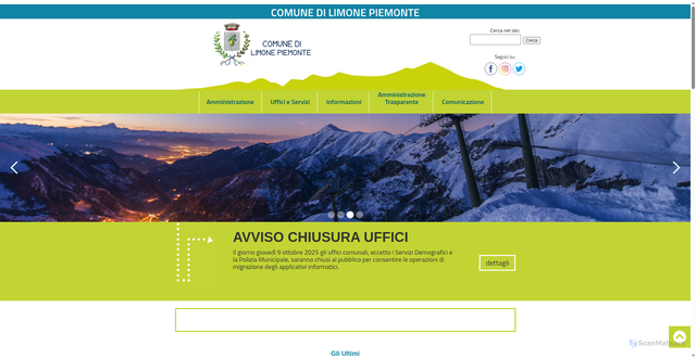 Security scan screenshot of https://www.comunelimonepiemonte.it/