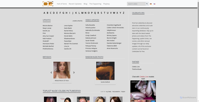 Security scan screenshot of https://celebgate.org