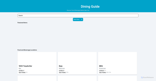 Security scan screenshot of https://dining.hollywoodparkca.com/