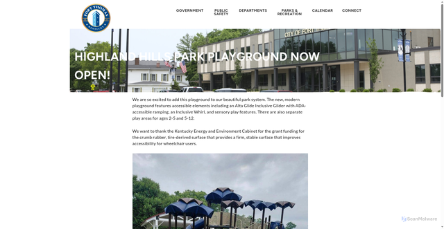Security scan screenshot of https://fortthomasky.org/2026/06/29/highland-hills-park-playground-now-open/
