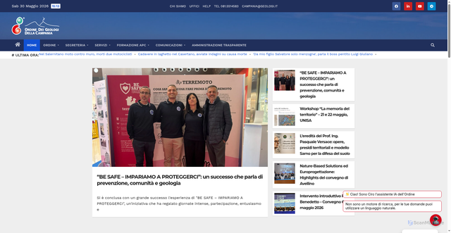 Security scan screenshot of https://www.geologicampania.it