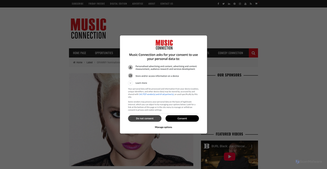 Security scan screenshot of https://www.musicconnection.com/grammy-nominations-2025-song-of-the-year/
