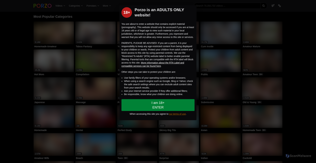 Security scan screenshot of https://porzo.com