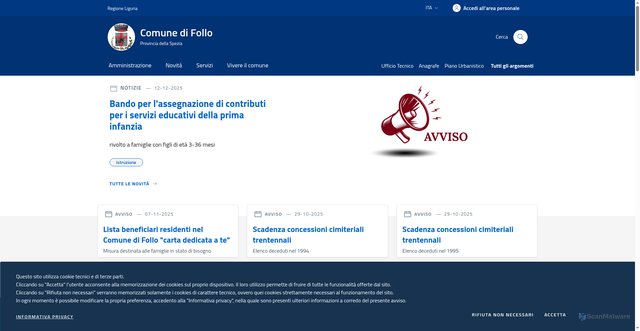 Security scan screenshot of https://www.comune.follo.sp.it/