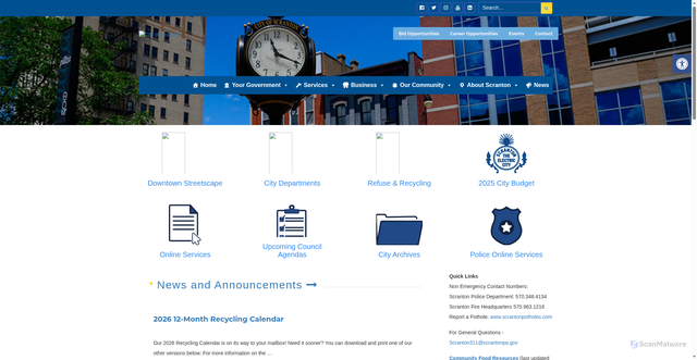 Security scan screenshot of https://scrantonpa.gov/