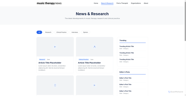 Security scan screenshot of https://musictherapynews.com/news