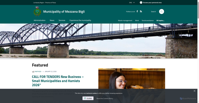 Security scan screenshot of https://www.comune.mezzanabigli.pv.it/it-it/home