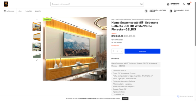 Security scan screenshot of https://ofertaslunna.com/produtos/home-suspenso-ate-85-soberano-reflecta-260-off-white-verde-floresta-gelius/