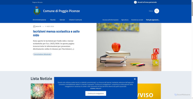 Security scan screenshot of https://comune.poggiopicenze.aq.it/