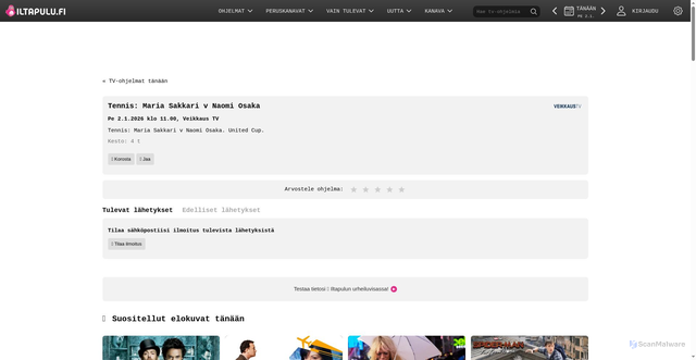 Security scan screenshot of https://www.iltapulu.fi/tennis-maria-sakkari-v-naomi-osaka
