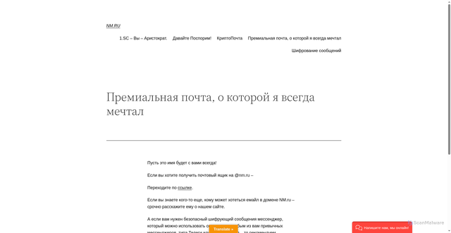 Security scan screenshot of https://nm.ru