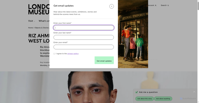 Security scan screenshot of https://www.londonmuseum.org.uk/collections/london-stories/riz-ahmed/
