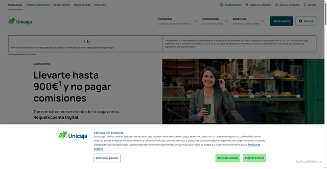Security scan screenshot of https://unicajabanco.es