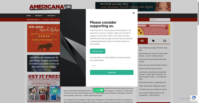 Security scan screenshot of https://americana-uk.com/billy-don-burns-ive-seen-a-lot-of-highway