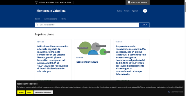 Security scan screenshot of https://www.comune.monterealevalcellina.pn.it/