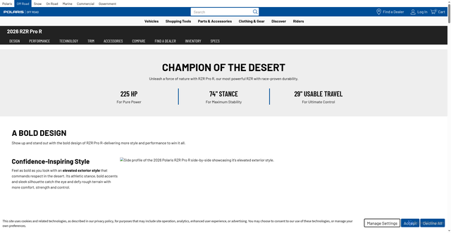 Security scan screenshot of https://www.polaris.com/en-us/off-road/rzr/models/rzr-pro-r/