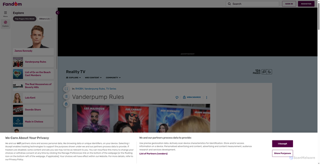 Security scan screenshot of https://realitytv-wiked.fandom.com/wiki/Vanderpump_Rules