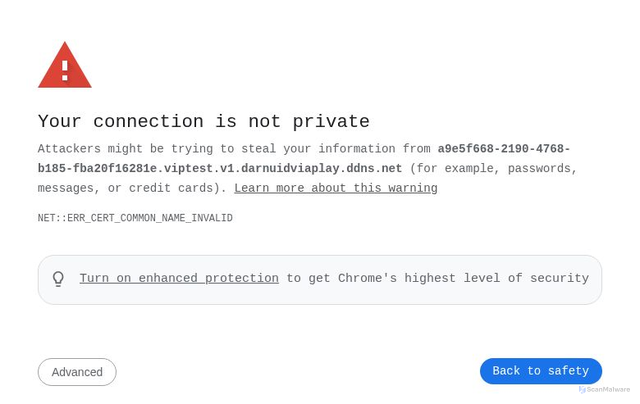 Security scan screenshot of http://a9e5f668-2190-4768-b185-fba20f16281e.viptest.v1.darnuidviaplay.ddns.net/