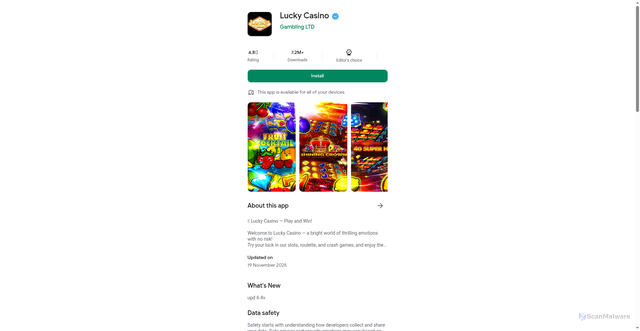 Security scan screenshot of http://luckycasino-online.site/