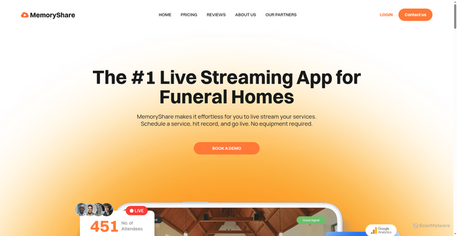 Security scan screenshot of https://memoryshare.com